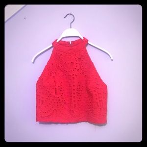 Burt orange zip halter top